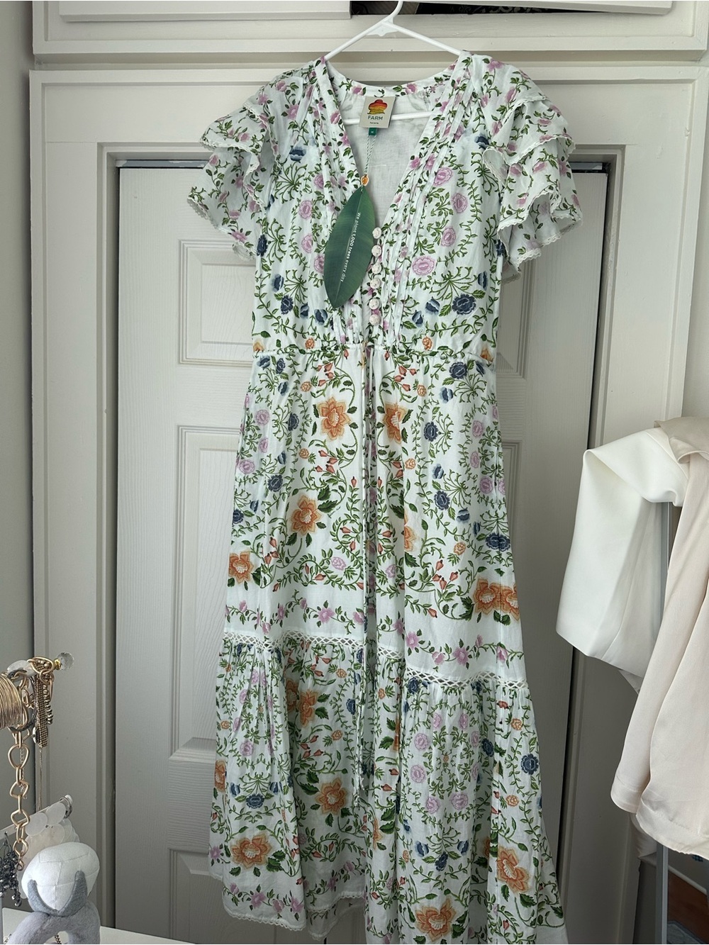 FARM Rio White Floral Tiered Maxi Dress - Picture 2 of 3